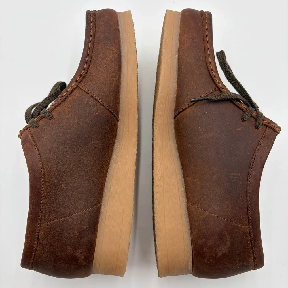 Clarks Collection Padmora Brown Leather Moc Toe Lace Up Oxford Shoes Womens 8.5